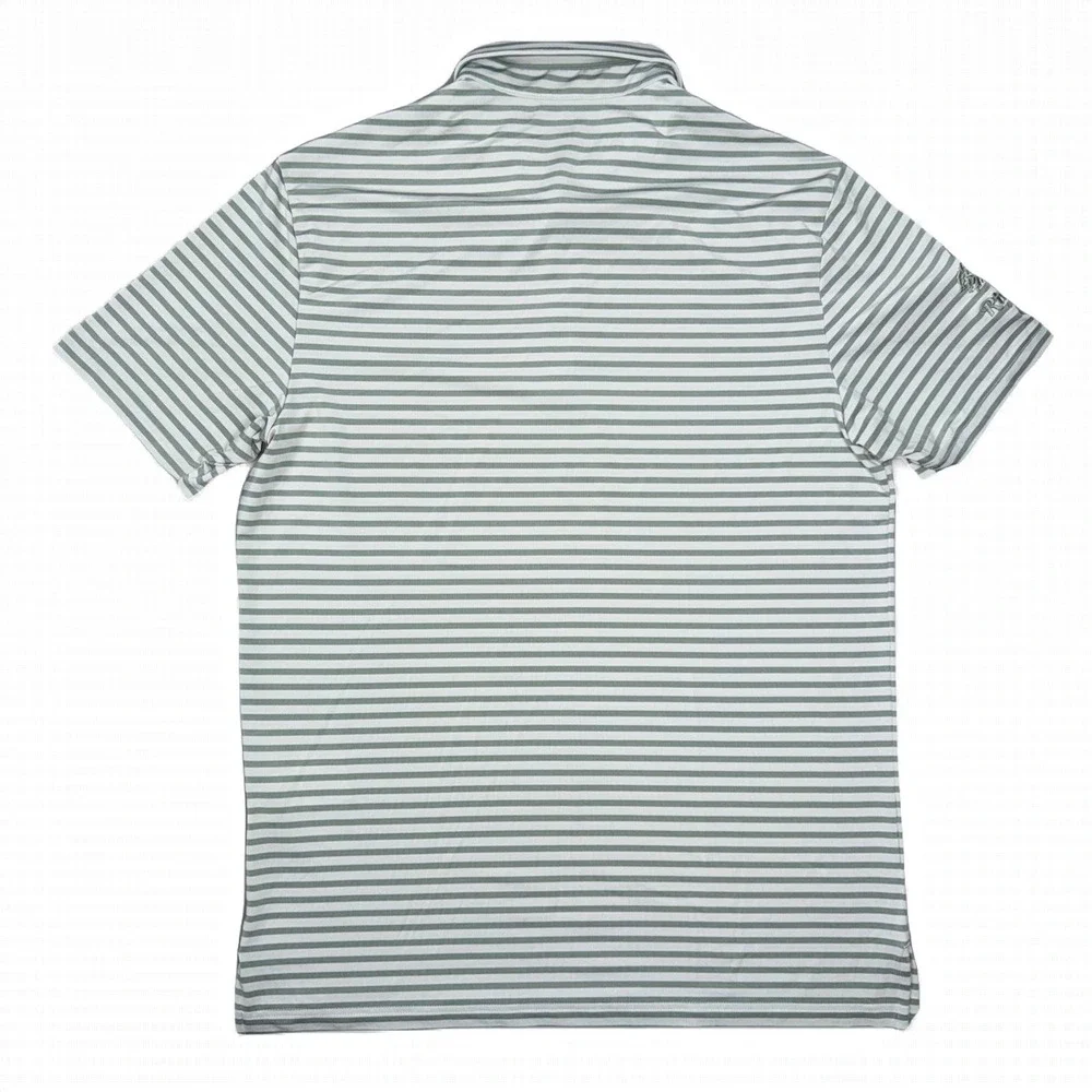 Adidas Golf Shirt‎ Mens Medium Light Green Striped Riverside Golf Course Polo